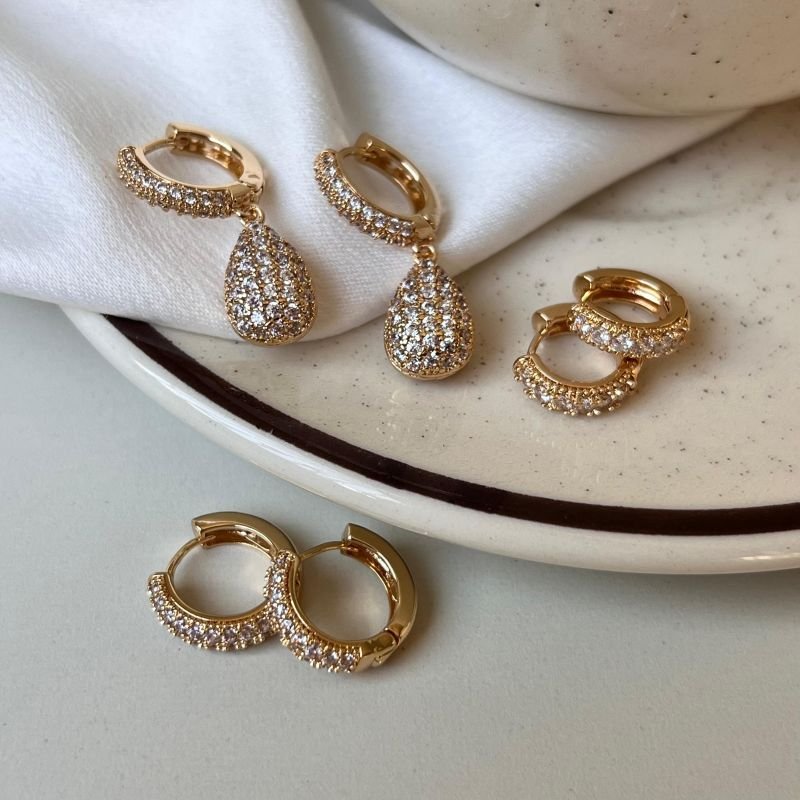 Kit de Brinco Biju Fina Dourado/Ródio