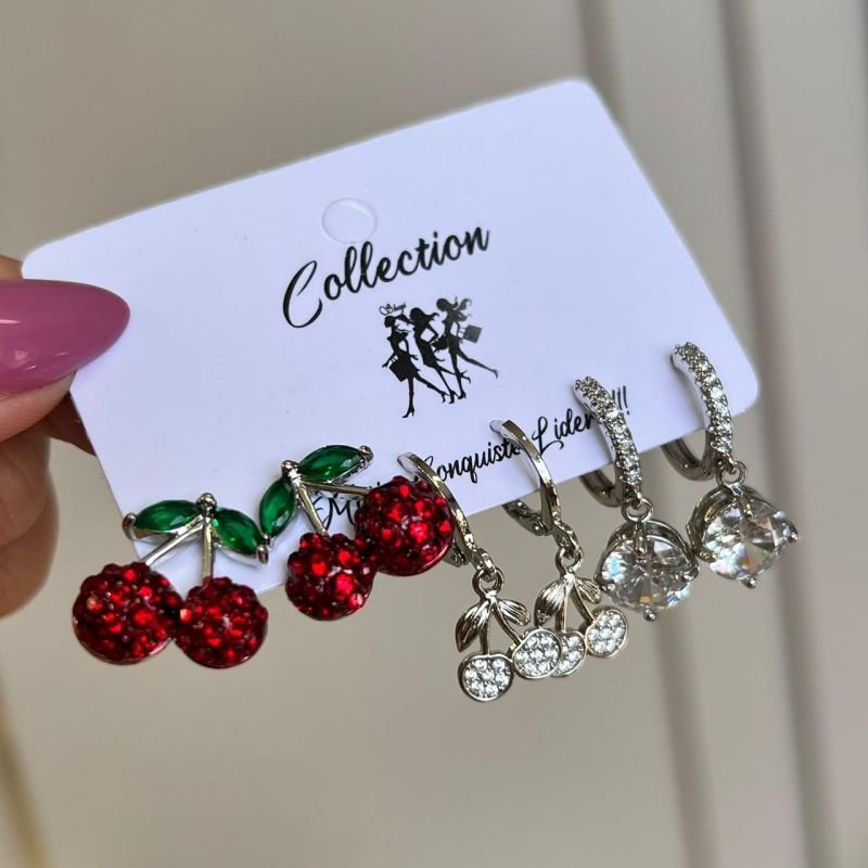 Kit de Brinco Biju Fina Dourado/Ródio