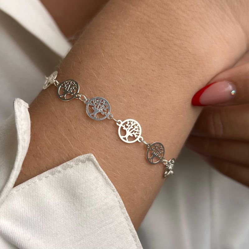 Pulseira Árvore da Vida Banho Ouro 18k/Prata 925