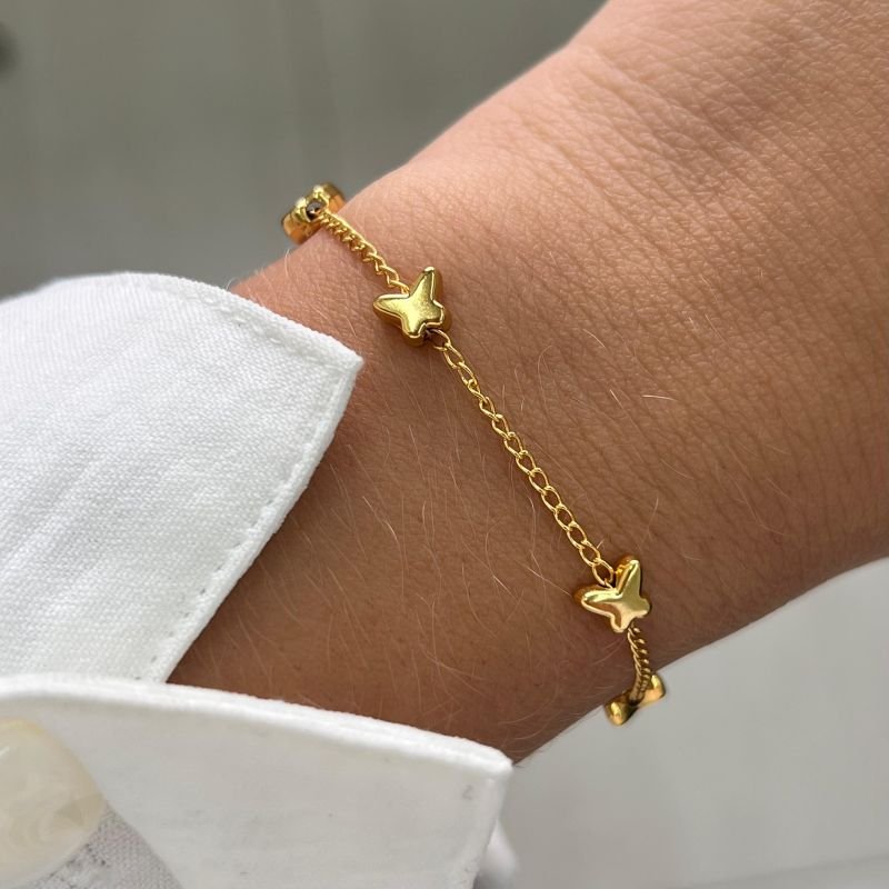 Pulseira Borboleta Banho Ouro 18k/Prata 925