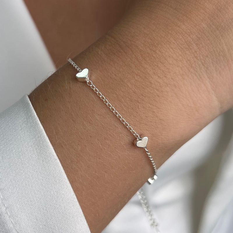 Pulseira Corações Banho Ouro 18k/Prata 925