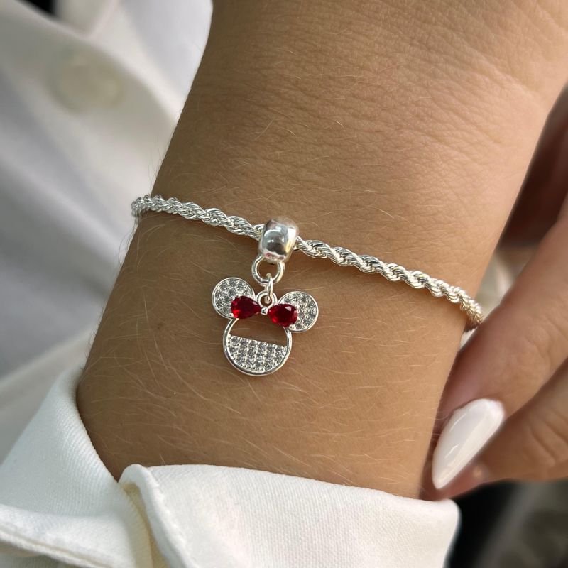 Pulseira Cordão Baiano c/ Pingente Banho Ouro 18k/Prata 925