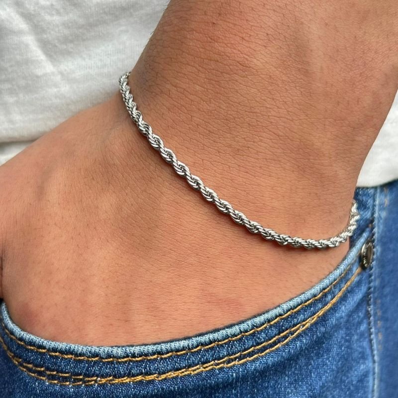 Pulseira Cordão Baiano Tonny Aço Inoxidável Dourado/Ródio