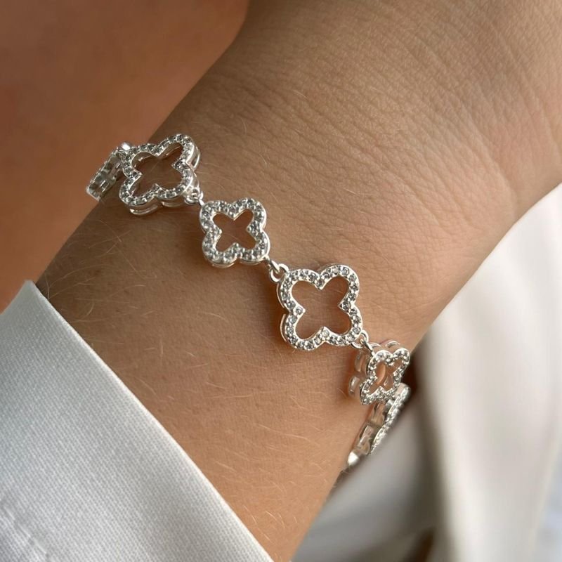 Pulseira Cravejada Banho Prata 925