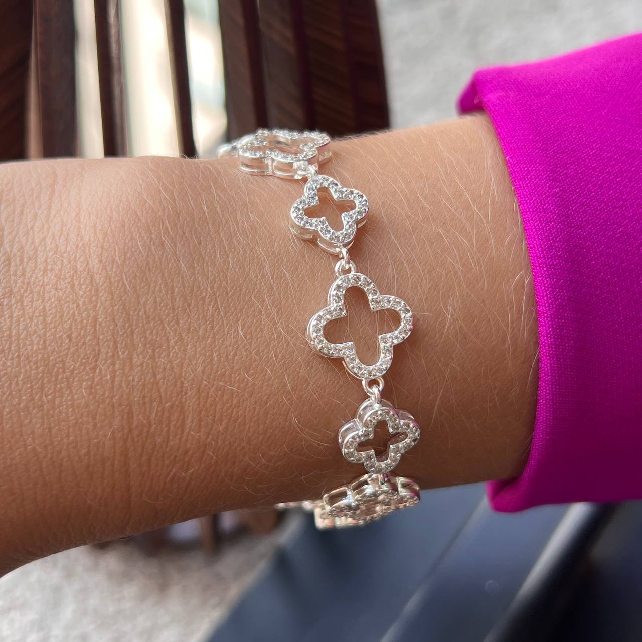 Pulseira Cravejada Banho Prata 925