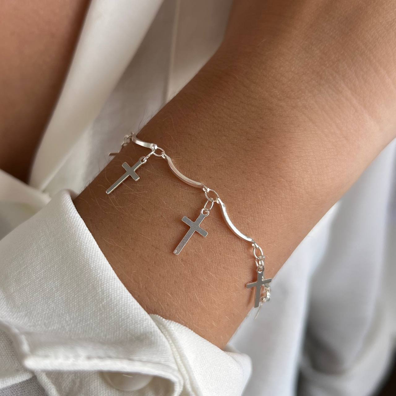 Pulseira Cruz Banho Ouro 18k/Prata 925