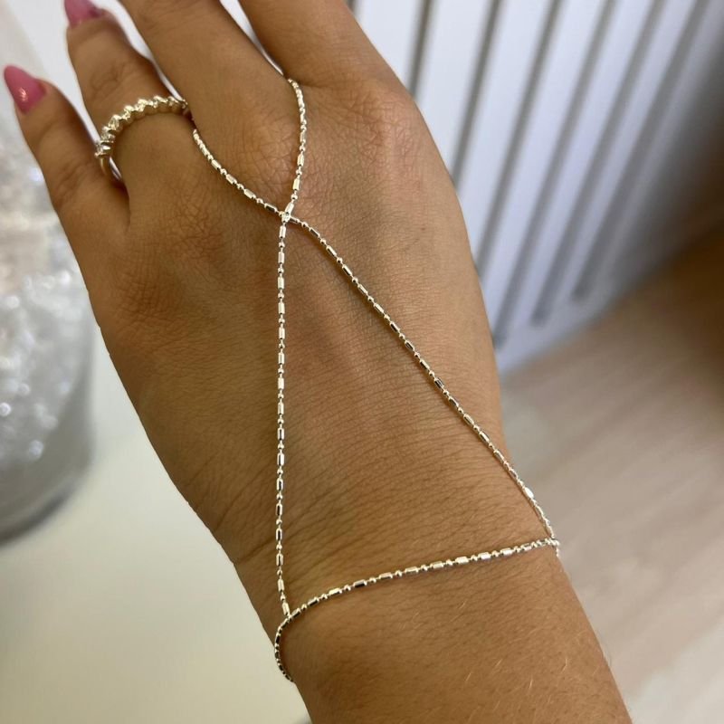 Pulseira de Mão Banho Ouro 18k/Prata 925