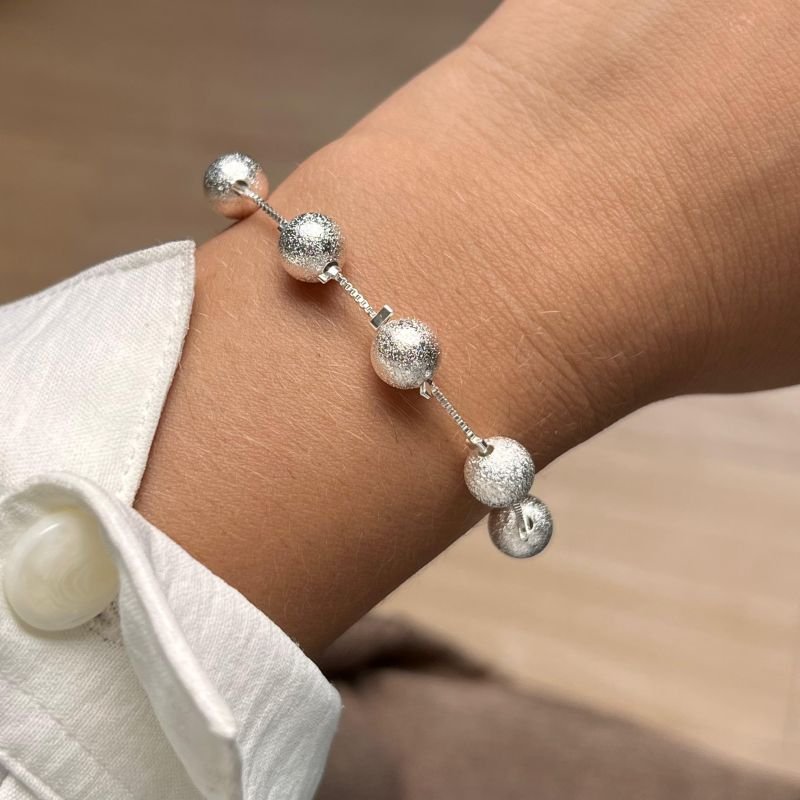 Pulseira Esfera Fosco Banho Ouro18k/Prata 925