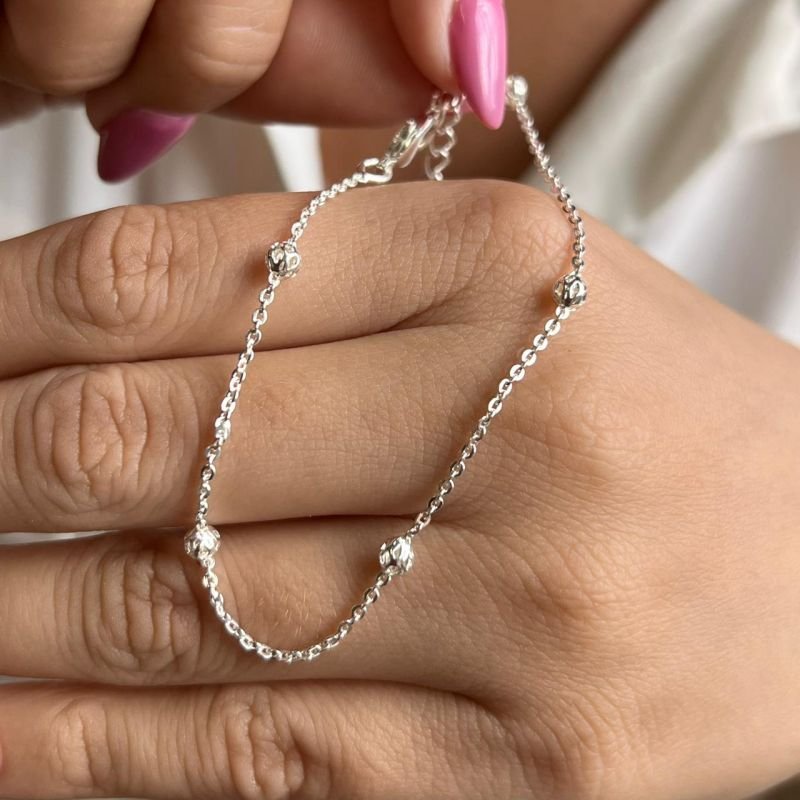 Pulseira Esfera Banho Prata 925
