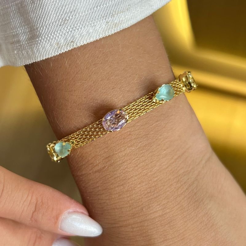Pulseira Esteira c/ Zircônia Banho Ouro 18k