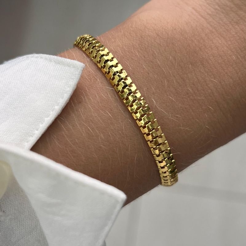 Pulseira Esteira Fina Banho Ouro 18k/Prata 925