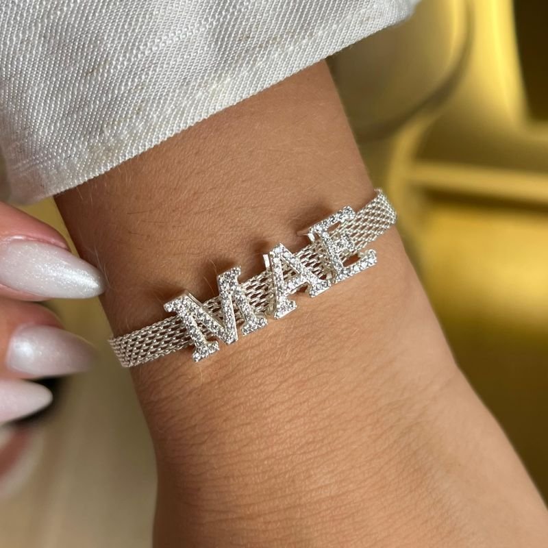Pulseira Esteira Mãe Banho Ouro 18k/Prata 925