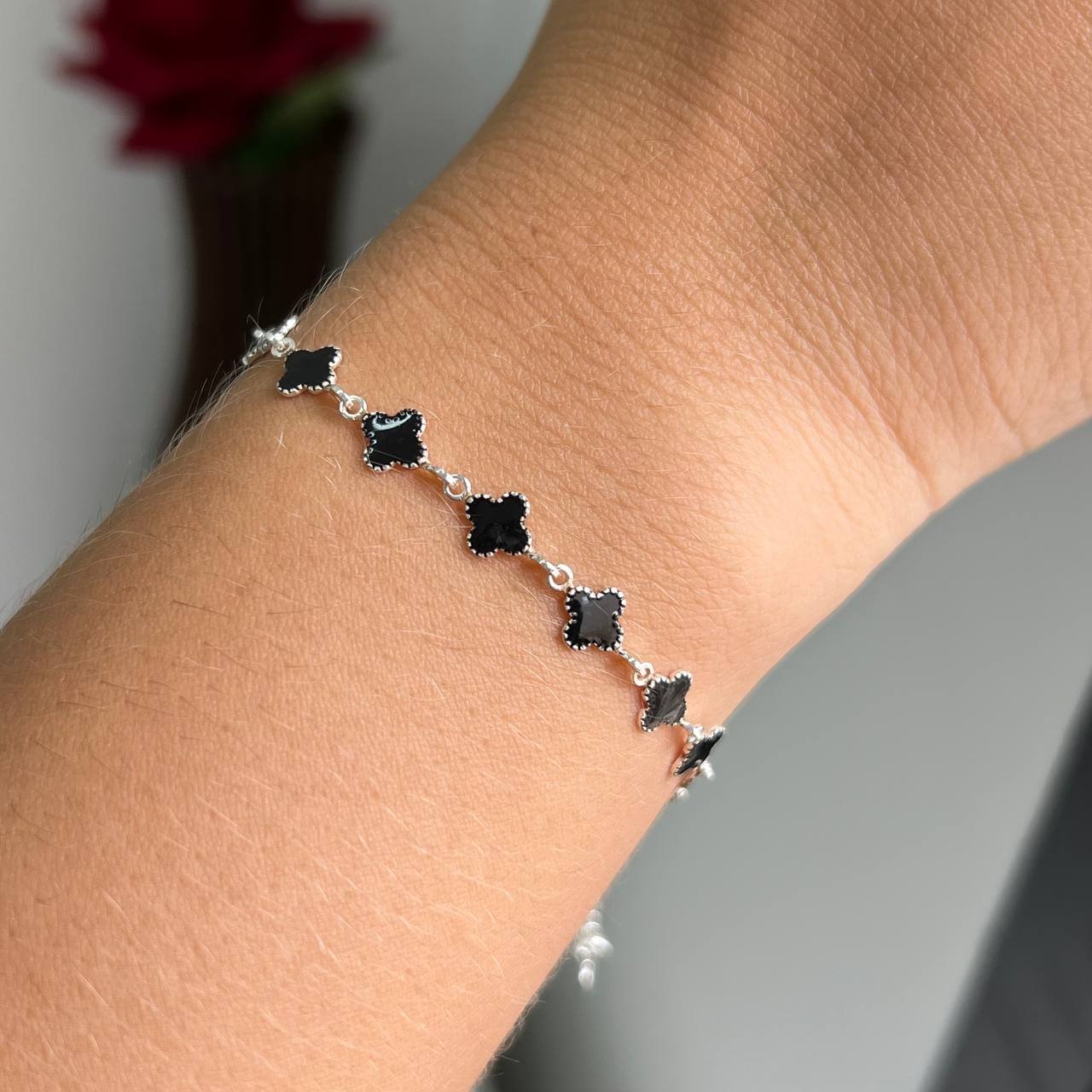 Pulseira Trevo Resinado Banho Ouro 18k/Prata 925