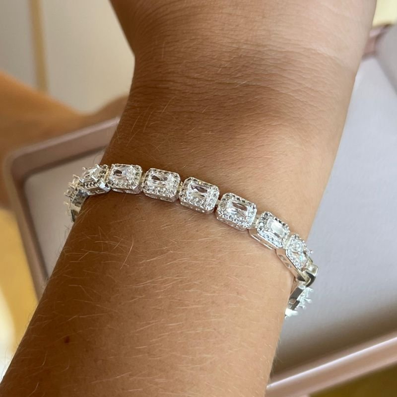 Pulseira Inspiração Alta Joalheria Banho Prata 925