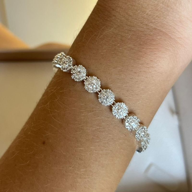 Pulseira Inspiração Alta Joalheria Banho Prata 925
