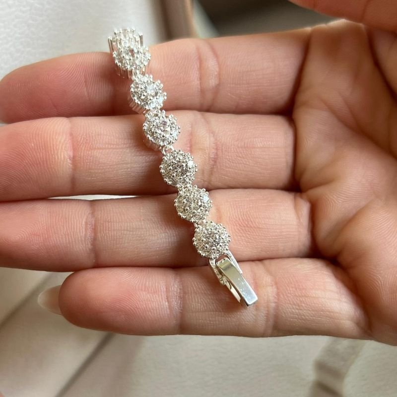 Pulseira Inspiração Alta Joalheria Banho Prata 925