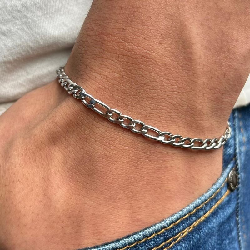 Pulseira Jonh Aço Inoxidável Ródio