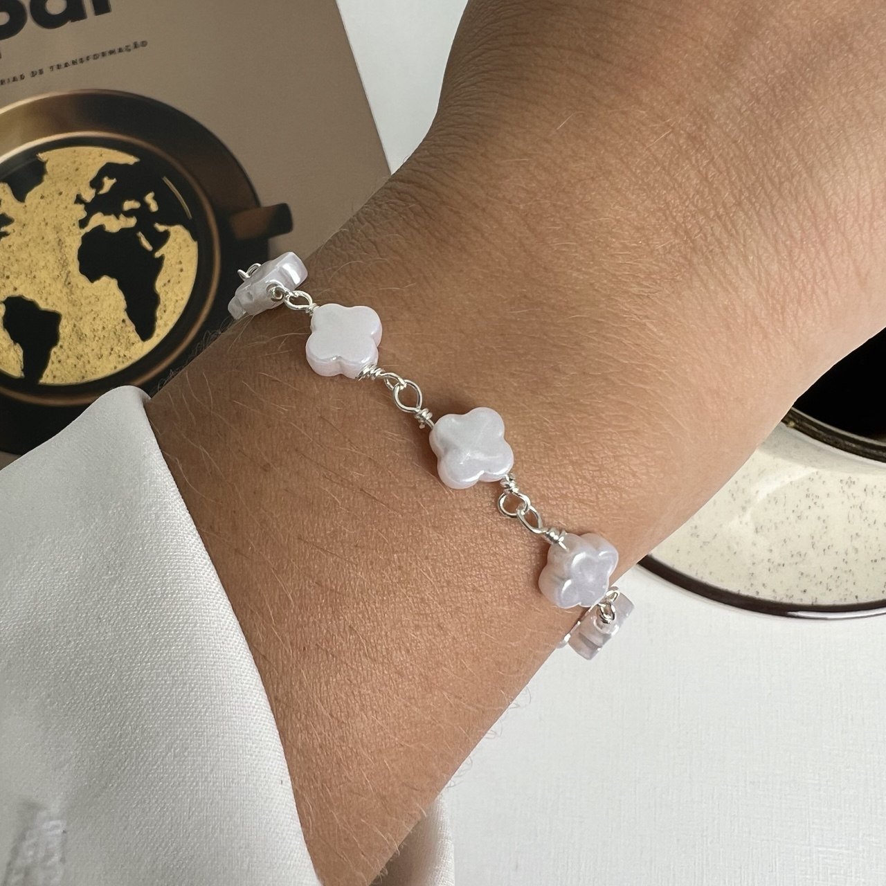 Pulseira Madrepérola Banho Ouro 18k/Prata 925