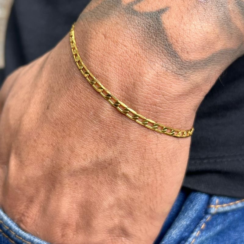 Pulseira Masculina Banho Ouro 18k/Prata 925