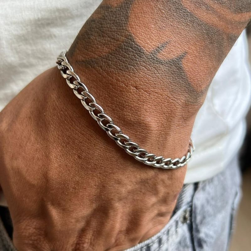 Pulseira Messias Aço Inoxidável Dourado/Ródio