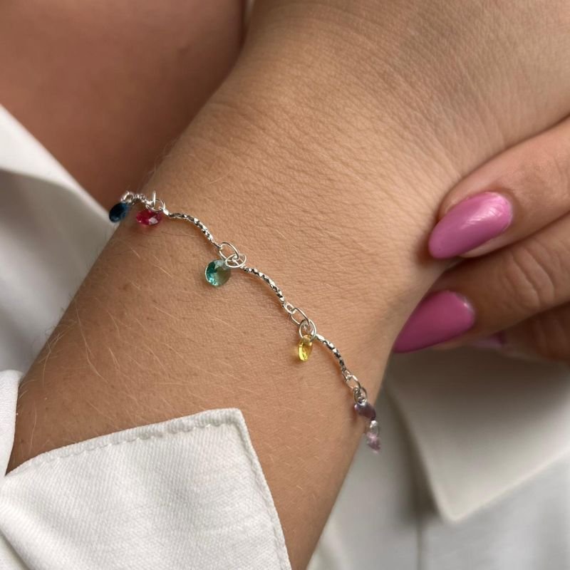 Pulseira Multicor Zircônia Ouro 18k/Prata 925