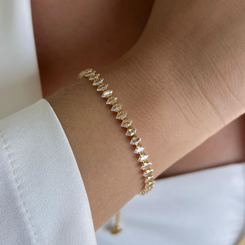 Pulseira Navete Banho Ouro 18k/Prata 925