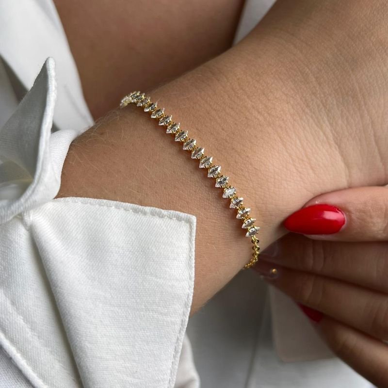 Pulseira Navete Fina Banho Ouro 18k/Prata 925