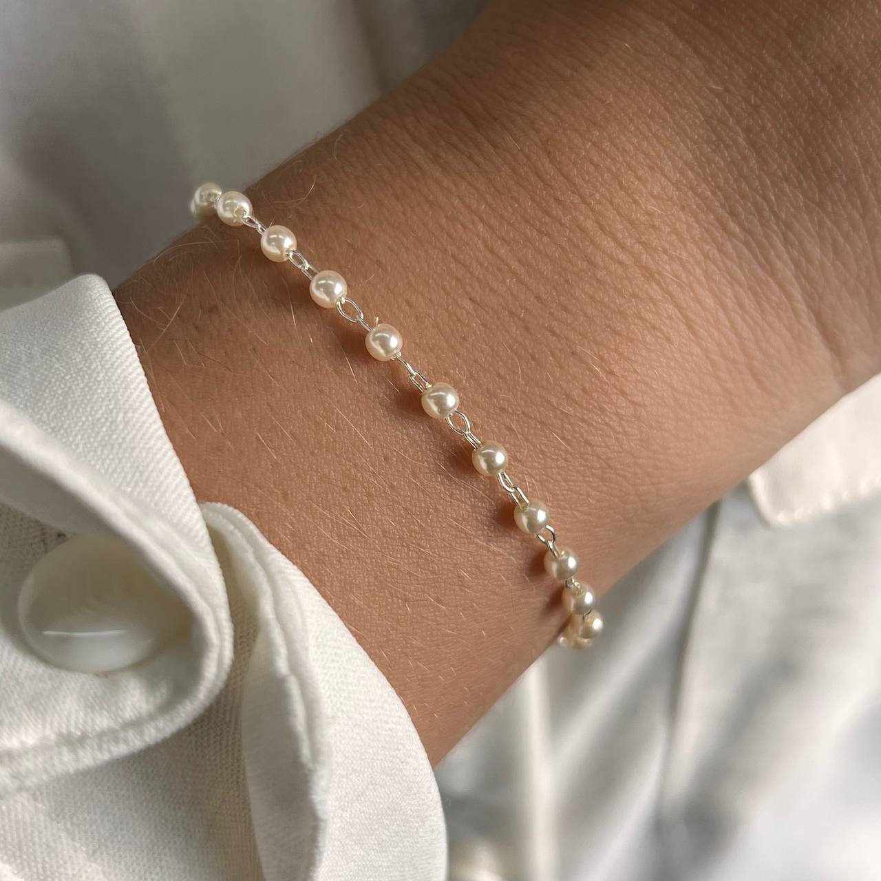 Pulseira Pérola Banho Ouro 18k/Prata 925