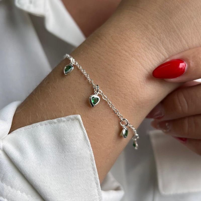 Pulseira Pingos de Luz de Coração Banho Ouro 18k/Prata 925