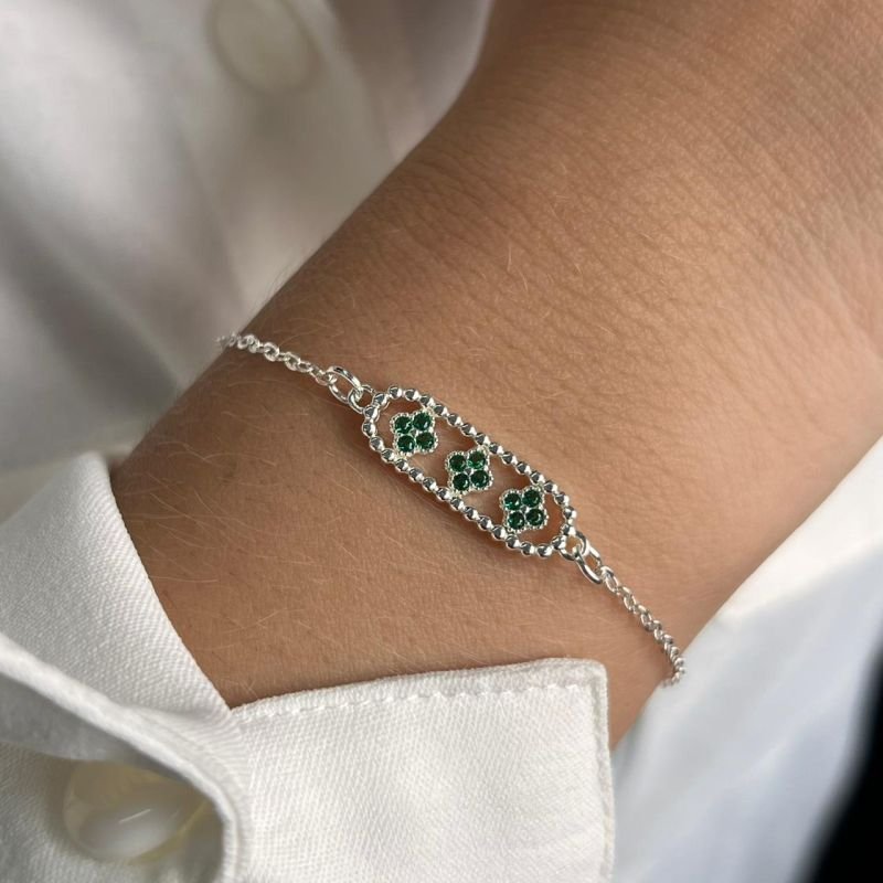 Pulseira Três Trevos Banho Ouro 18k/Prata 925