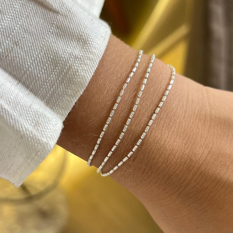Pulseira Três Voltas Diamantada Banho Ouro 18k/Prata 925