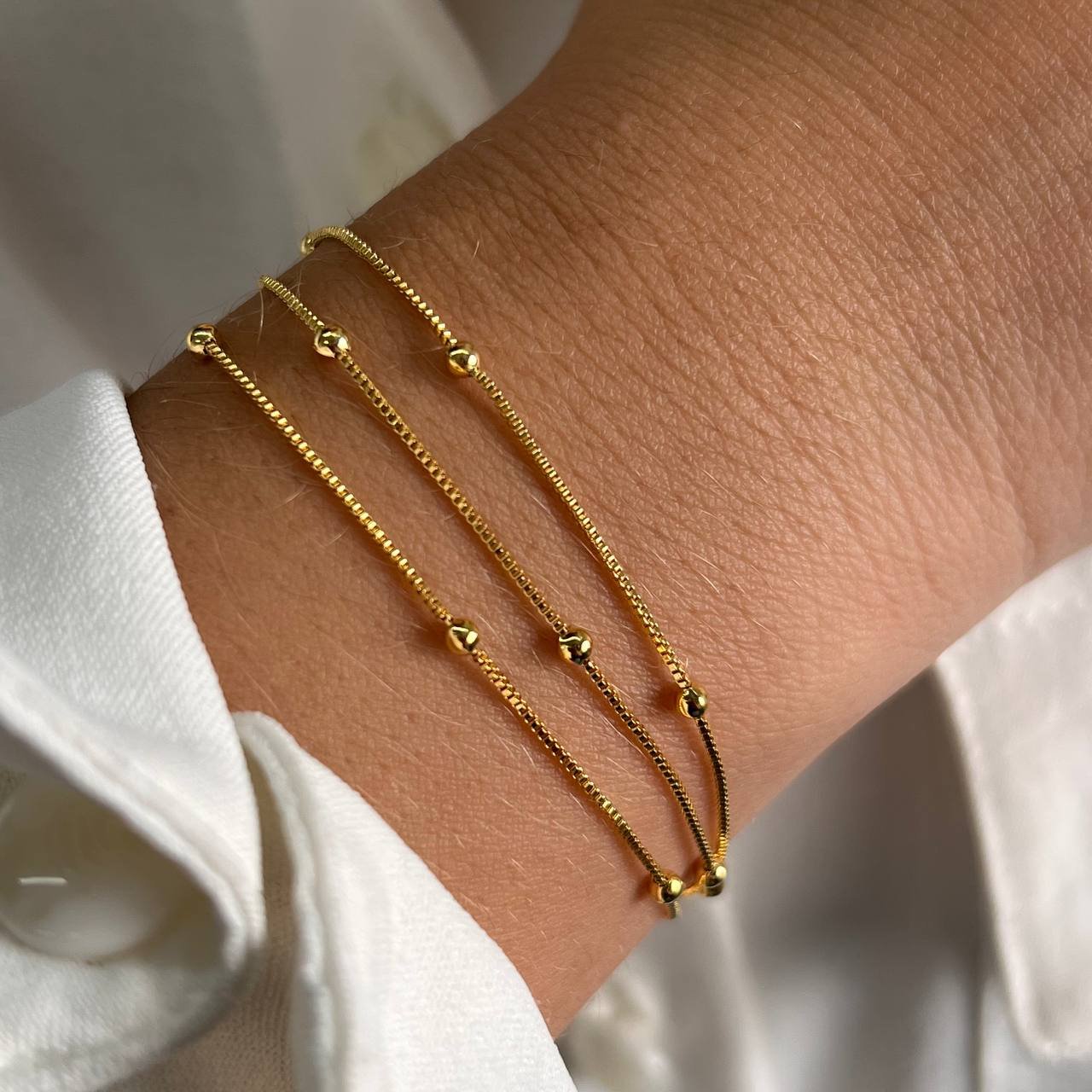 Pulseira Três Voltas Banho Ouro 18k/Prata 925