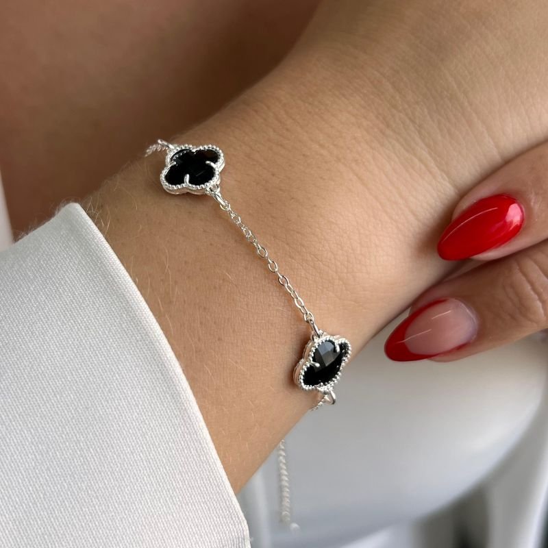 Pulseira Trevo Cristal Banho Ouro 18k/Prata 925