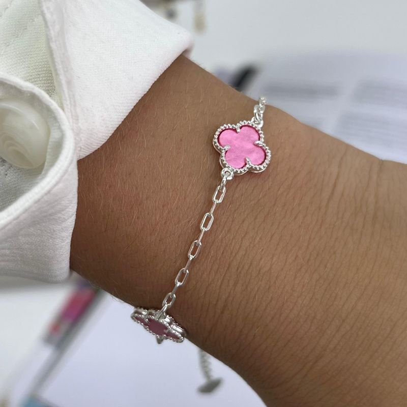 Pulseira Trevo Resinada Banho Ouro 18k/Prata 925