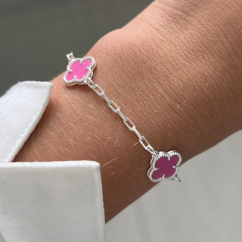 Pulseira Trevo Resinada Banho Ouro 18k/Prata 925