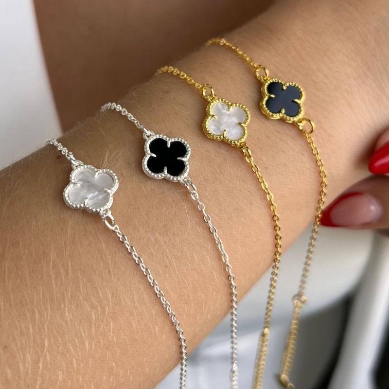 Pulseira Trevo Único Banho Ouro 18k/Prata 925