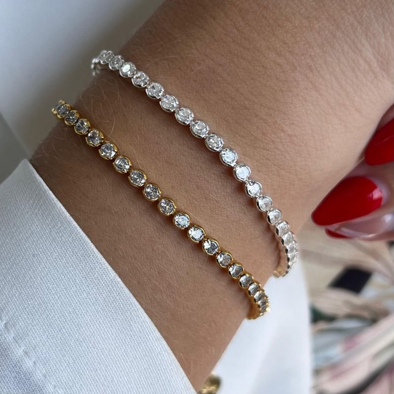 Pulseira Zircônia Banho Ouro 18k/Prata 925