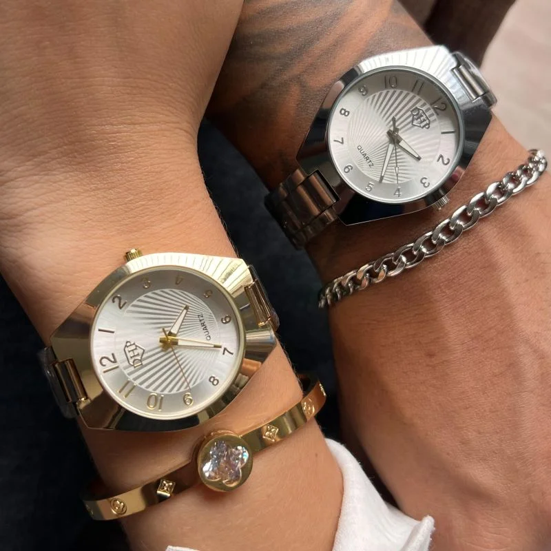 Relógio Unissex Dourado/Ródio Linha Premium