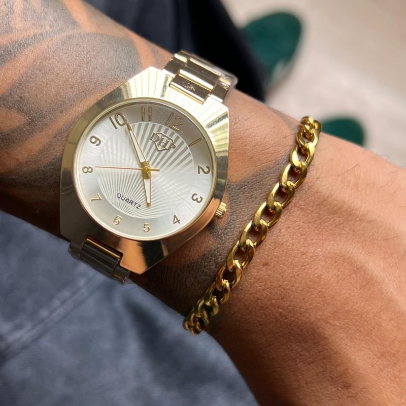 Relógio Unissex Dourado/Ródio Linha Premium