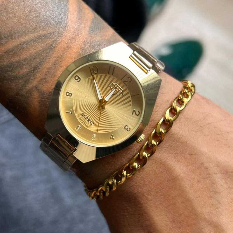 Relógio Unissex Dourado/Ródio Linha Premium