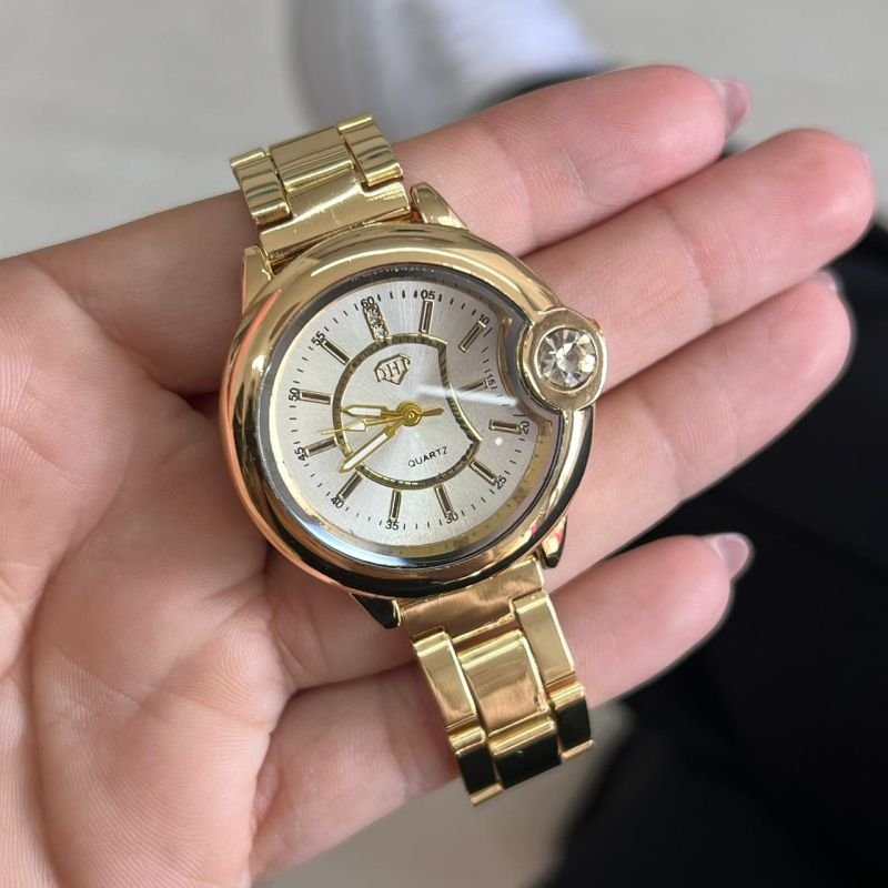 Relógio Feminino Dourado c/ Branco Linha Premium