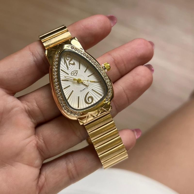Relógio Serpente C/ Fundo Perolado Feminino Linha Premium