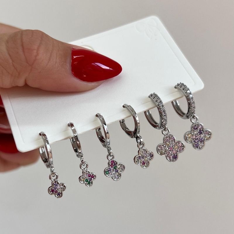 Trio de Brinco Biju Fina Dourado/Ródio