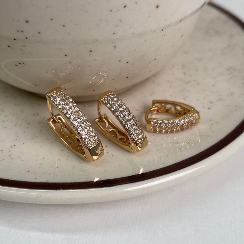 Trio de Brincos Biju Fina Dourado/Ródio