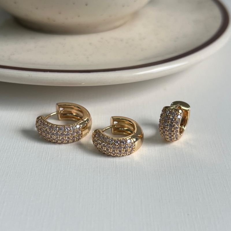 Trio de Brincos Biju Fina Dourado/Ródio