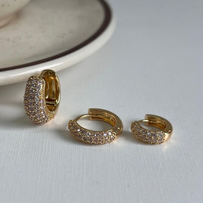 Trio de Brincos Biju Fina Dourado/Ródio