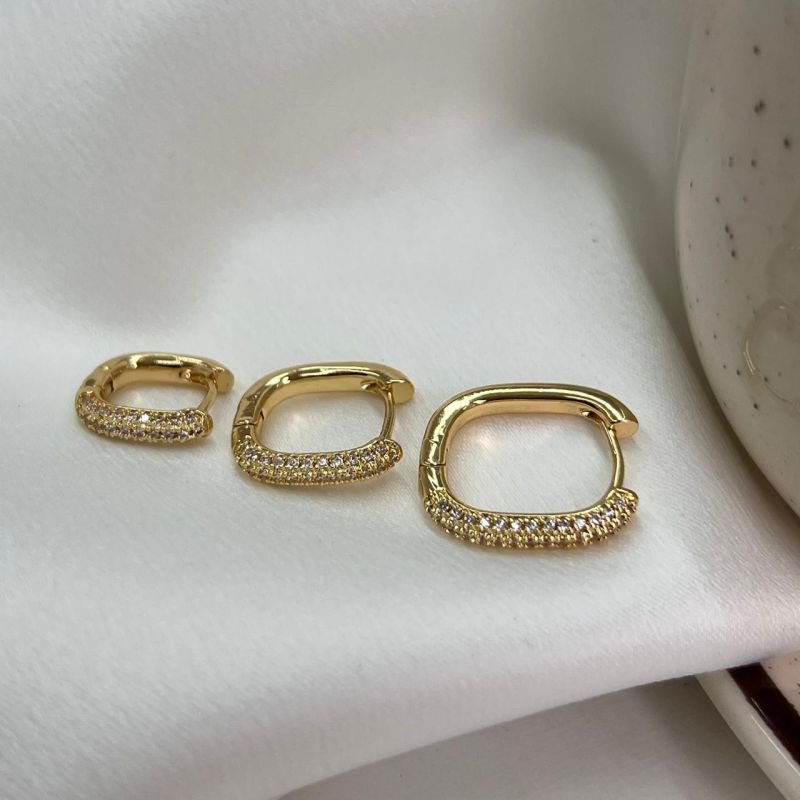 Trio de Brincos Biju Fina Dourado/Ródio