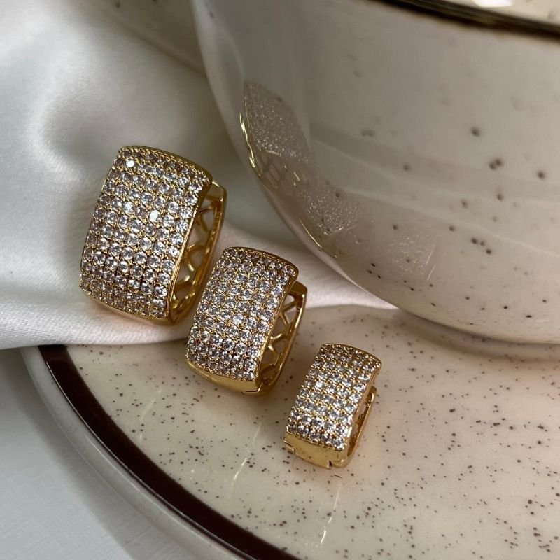 Trio de Brincos Biju Fina Ródio