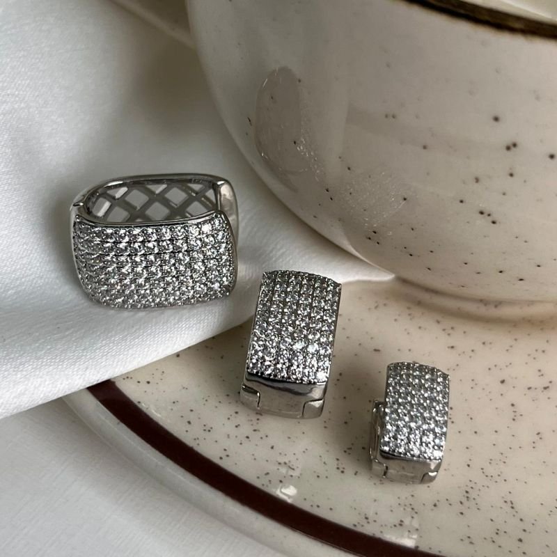 Trio de Brincos Biju Fina Ródio