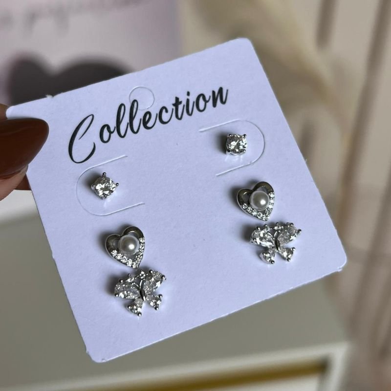 Trio De Brinco Biju Fina Dourado/Ródio